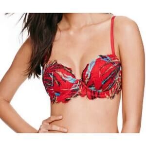 VICTORIA'S SECRET PINK Bra Date Push-Up Red Tropical Lace Size 36DD